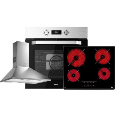 Teka Set HCB 6545 Inox Φούρνος + TZ 6415 Κεραμικό Πλατώ Εστιών + DBP 60 Pro Inox Καμινάδα Τοίχου