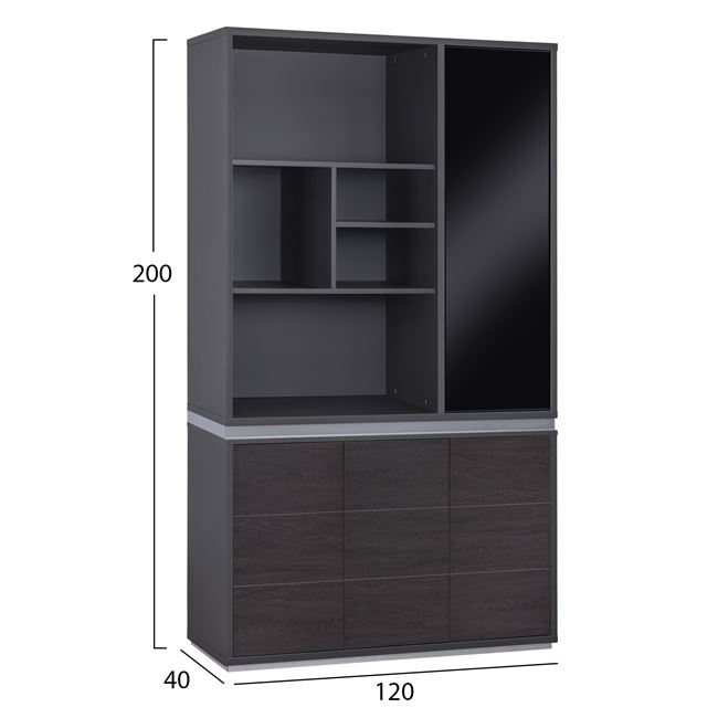 ΒΙΒΛΙΟΘΗΚΗ ΓΡΑΦΕΙΟΥ ΕΠΑΓΓΕΛΜΑΤΙΚΗ ROSEWOOD HM2091R 120Χ40Χ200Υ εκ. - Image 2