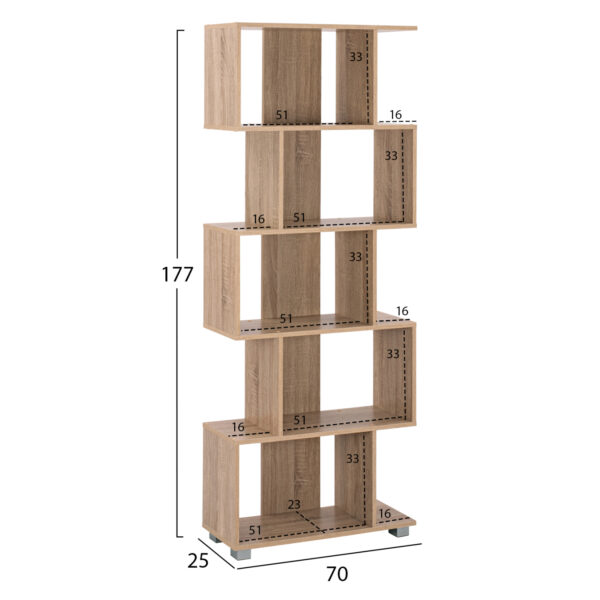 ΒΙΒΛΙΟΘΗΚΗ ΜΕΛΑΜΙΝΗΣ EZIR HM2385.02 SONAMA 70x25x177Υ εκ. - Image 2