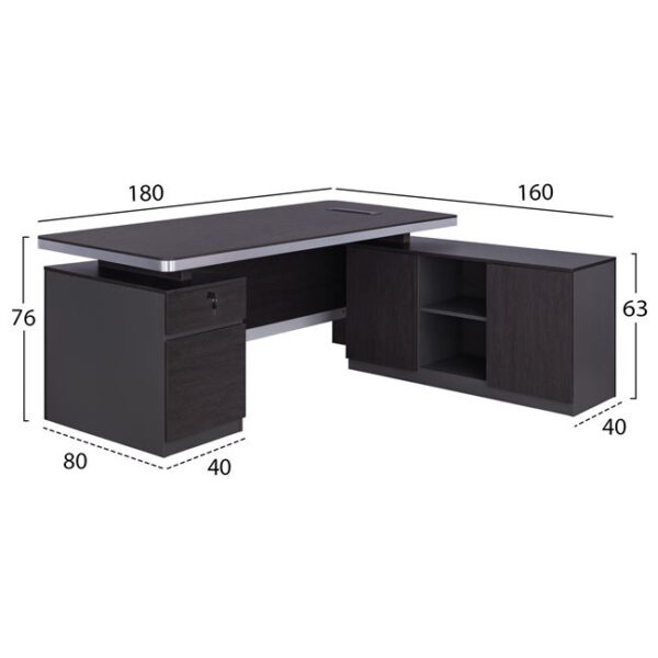 ΕΠΑΓΓΕΛΜΑΤΙΚΟ ΓΡΑΦΕΙΟ ΔΕΞΙΑ ΓΩΝΙΑ HM2092R ROSEWOOD 180X160X76Y εκ. - Image 2