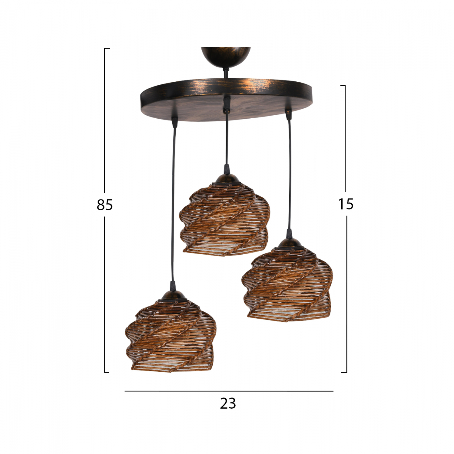 ΦΩΤΙΣΤΙΚΟ ΟΡΟΦΗΣ ΕΣΩΤΕΡΙΚΟΥ ΧΩΡΟΥ ΚΡΕΜΑΣΤΟ 3ΦΩΤΟ ΞΥΛΟ BAMBOO ΚΑΡΥΔΙ HM7479 23x15εκ. - Image 2