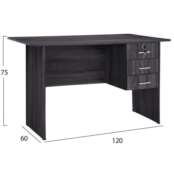 ΓΡΑΦΕΙΟ ΜΕΛΑΜΙΝΗΣ HAYDEN 120x60x75Υεκ.ΜΕ 3 ΣΥΡΤΑΡΙΑ ΣΕ ΑΝΘΡΑΚΙ ΧΡΩΜΑ HM2268.01 - Image 2