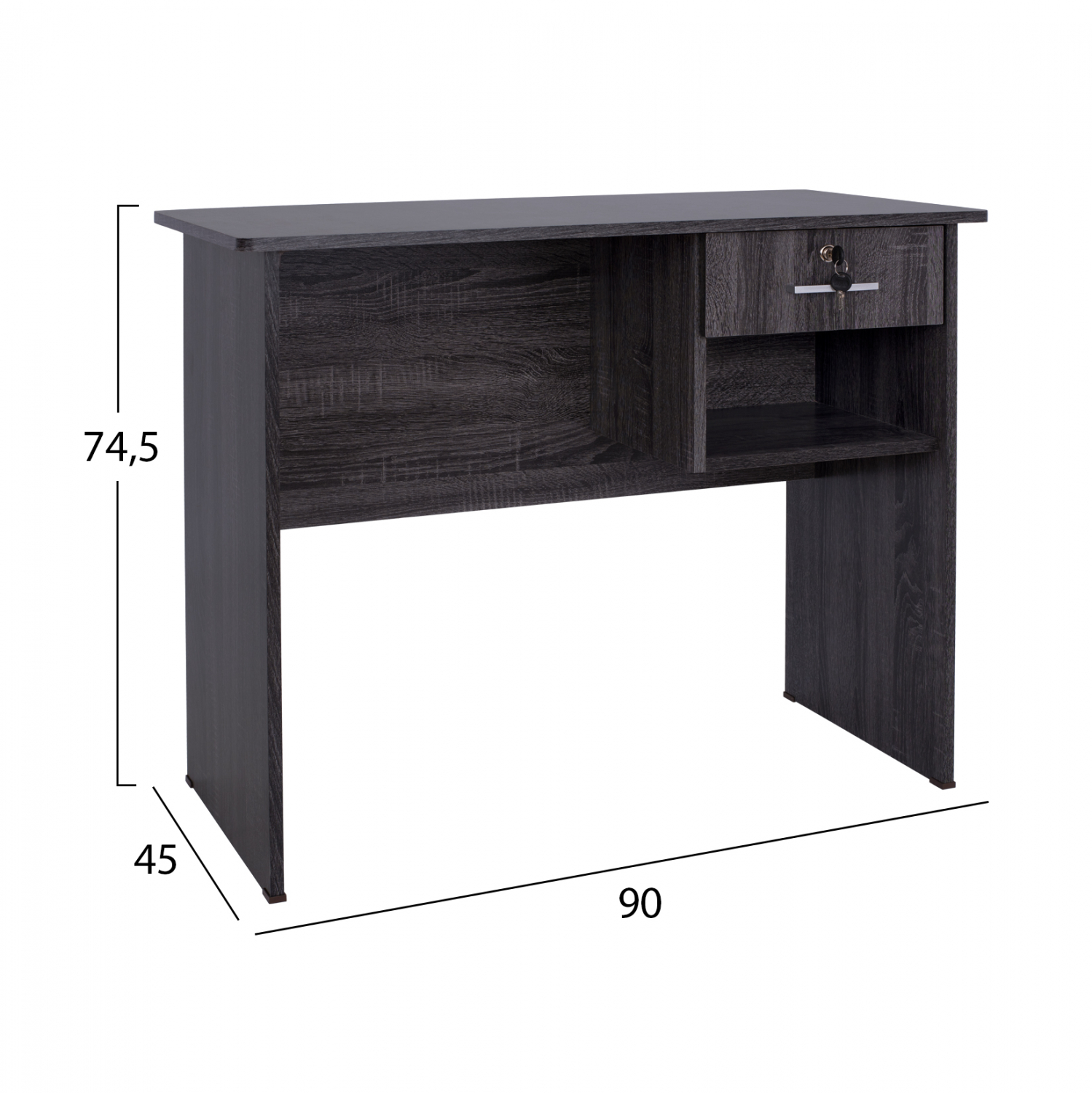 ΓΡΑΦΕΙΟ ΜΕΛΑΜΙΝΗΣ HAYDEN ΜΕ ΣΥΡΤΑΡΙ HM2283.01 ΣΕ ΓΚΡΙ ΧΡΩΜΑ 90Χ45Χ74,5Υ - Image 2