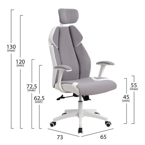 ΚΑΡΕΚΛΑ ΓΡΑΦΕΙΟΥ SALENA HM1086.10 ΣΕ ΓΚΡΙ ΛΕΥΚΟ ΧΡΩΜΑ 65x73x130 εκ. - Image 2