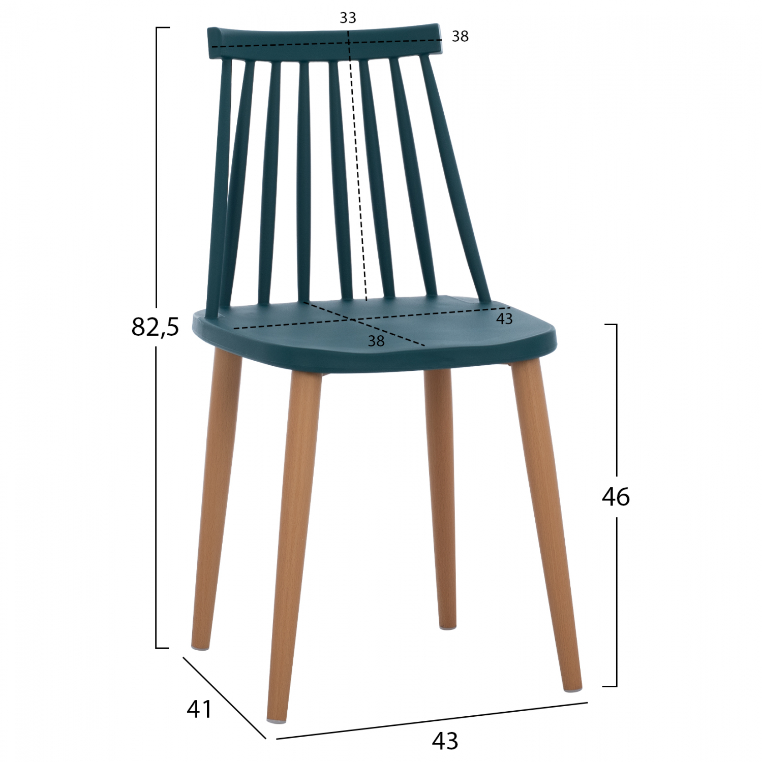 ΚΑΡΕΚΛΑ ΤΡΑΠΕΖΑΡΙΑΣ HM8052.05 VANESSA ΜΠΛΕ ΜΕ ΜΕΤΑΛΛΙΚΑ ΠΟΔΙΑ 43x41x82,5 εκ. 4τμχ - Image 2