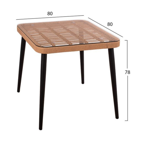 ΣΕΤ 3ΤΜΧ ALLEGRA WICKER ΜΕ ΤΡΑΠΕΖΙ 80X80Χ78Υ ΜΠΕΖ & ΜΑΥΡΟ ΧΡΩΜΑ HM10483 - Image 2