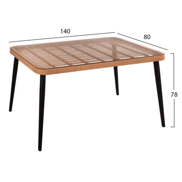 ΣΕΤ 5ΤΜΧ ALLEGRA WICKER ΜΕ ΤΡΑΠΕΖΙ 140X80Χ78Υ ΜΠΕΖ & ΜΑΥΡΟ ΧΡΩΜΑ HM10508 - Image 2
