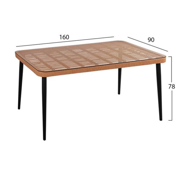ΣΕΤ 7ΤΜΧ ALLEGRA WICKER ΜΕ ΤΡΑΠΕΖΙ 160X90X78Υ ΜΠΕΖ & ΜΑΥΡΟ ΧΡΩΜΑ HM10496 - Image 2