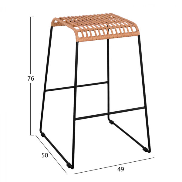 ΣΚΑΜΠΟ ΜΕΤΑΛΛΙΚΟ ALLEGRA HM5641 ΜΕ WICKER ΣΕ ΜΠΕΖ ΑΠΟΧΡΩΣΗ 49x50x76 εκ. - Image 2