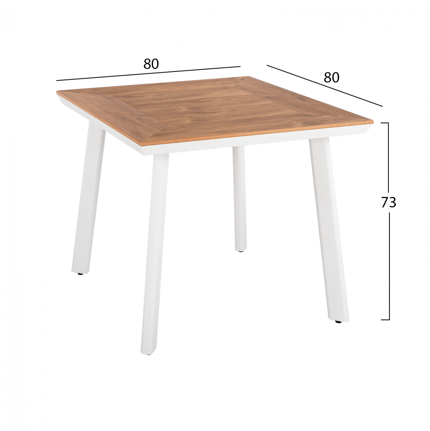 ΤΡΑΠΕΖΙ ΑΛΟΥΜΙΝΙΟΥ TABER ΛΕΥΚΟ ΜΕ ΕΠΙΦΑΝΕΙΑ POLYWOOD HM5563.01 80x80x73Υ ΕΚ. - Image 2