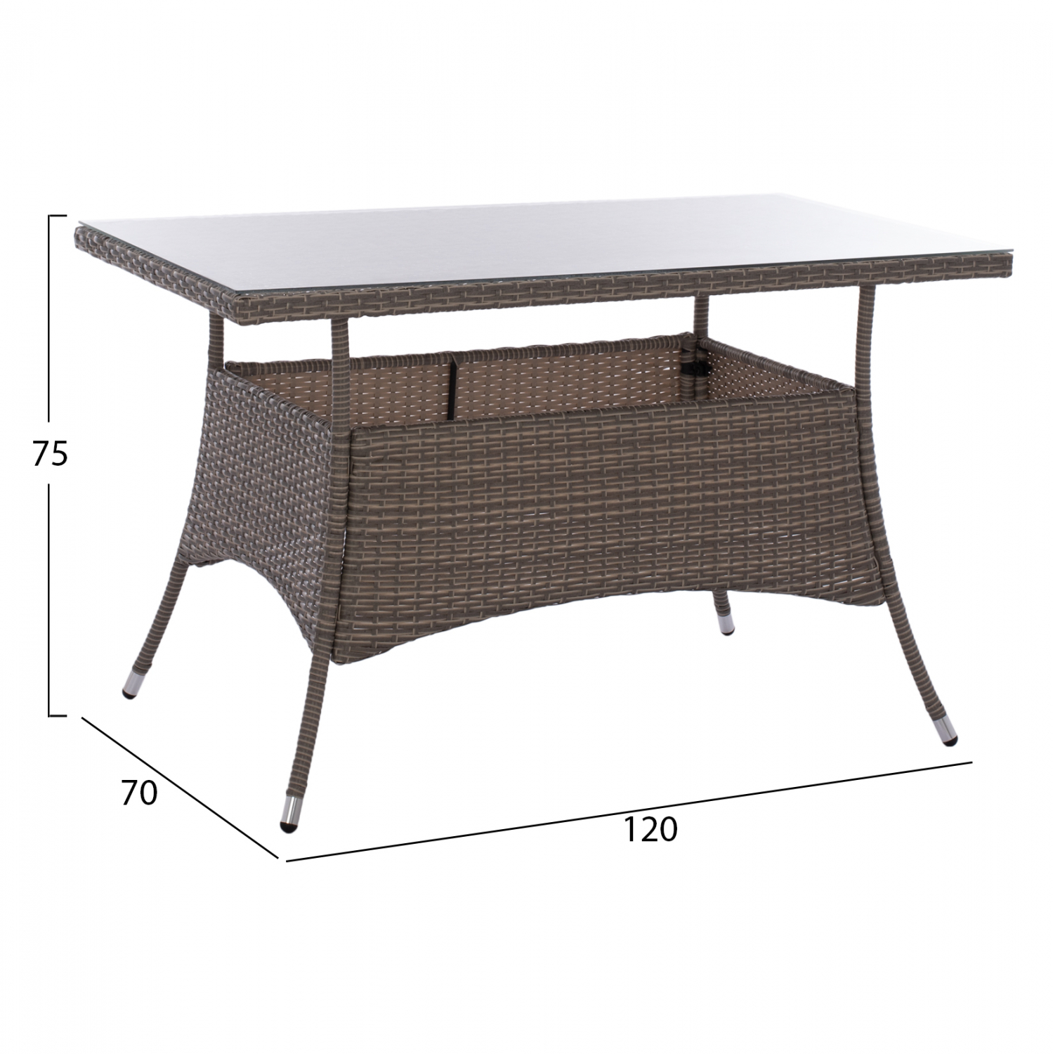 ΤΡΑΠΕΖΙ ΜΕΤΑΛΛΙΚΟ MILITARY RATTAN ΓΚΡΙ HM5141.31 120x70x75Υ εκ. - Image 2