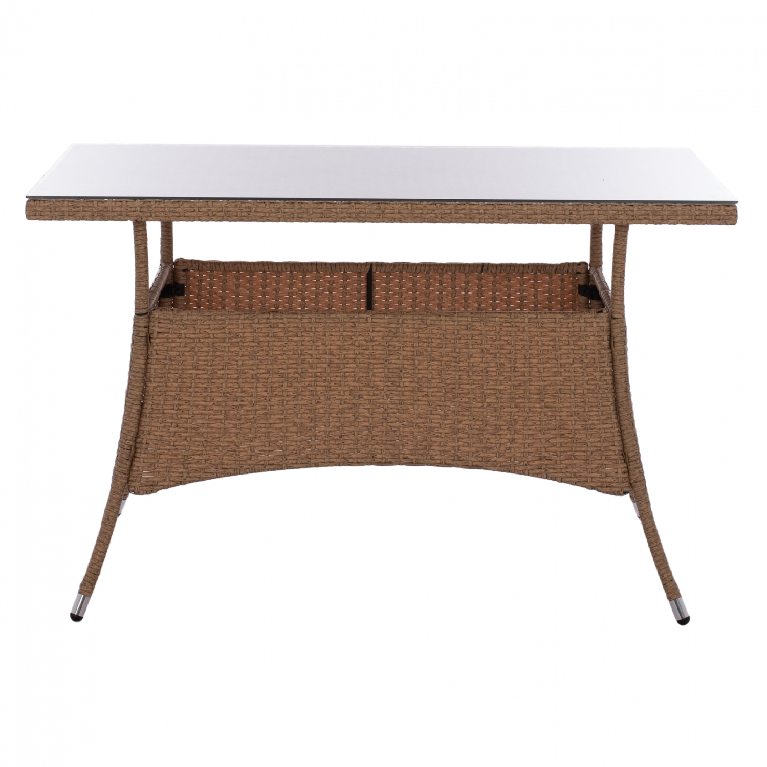 ΤΡΑΠΕΖΙ ΜΕΤΑΛΛΙΚΟ MILITARY RATTAN ΜΠΕΖ ΚΑΦΕ HM5141.32 120x70x75Υ εκ. - Image 3