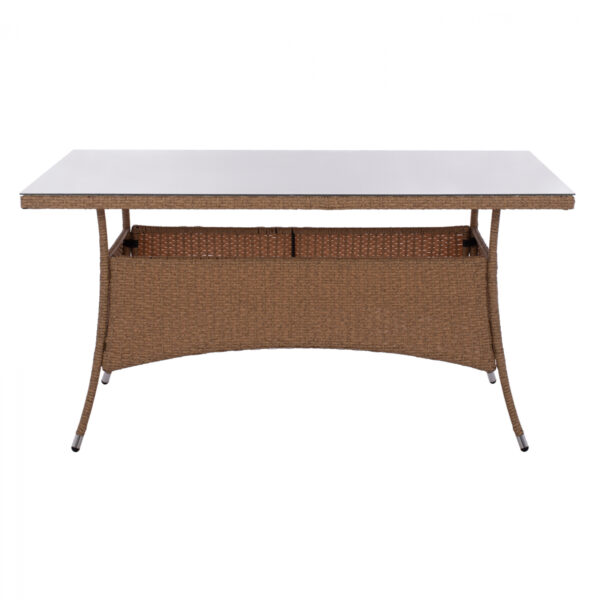 ΤΡΑΠΕΖΙ ΜΕΤΑΛΛΙΚΟ MINSK RATTAN ΜΠΕΖ ΚΑΦΕ HM5507.02 150x90x75 εκ. - Image 3