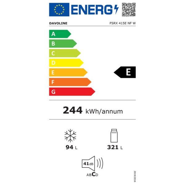 Davoline FSRX 415E NF W Ψυγείο Δίπορτο NoFrost Υ178xΠ70xΒ68εκ. Λευκό - Image 2