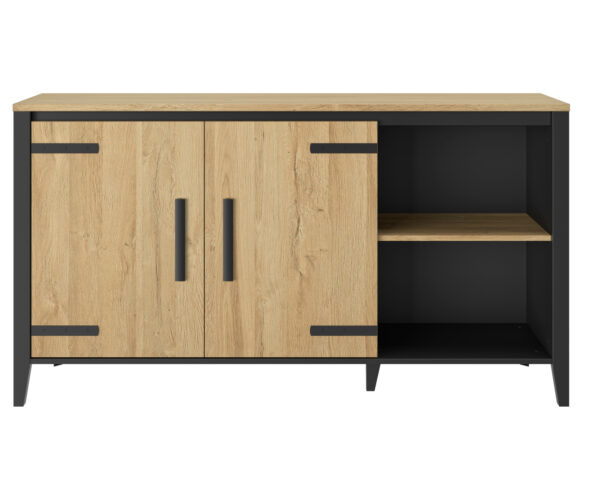 Cork μπουφές με δύο πόρτες 165x45x90εκ. Golden Oak / Μαύρο - Image 2