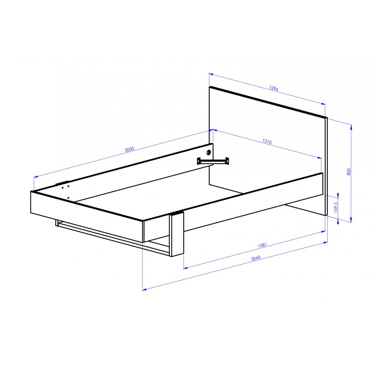 Duplex Κρεβάτι Ημίδιπλο με αποθηκευτικό συρτάρι 130x204εκ. ( για στρώμα 120x200εκ.) Black/Natural Chestnut - Image 3