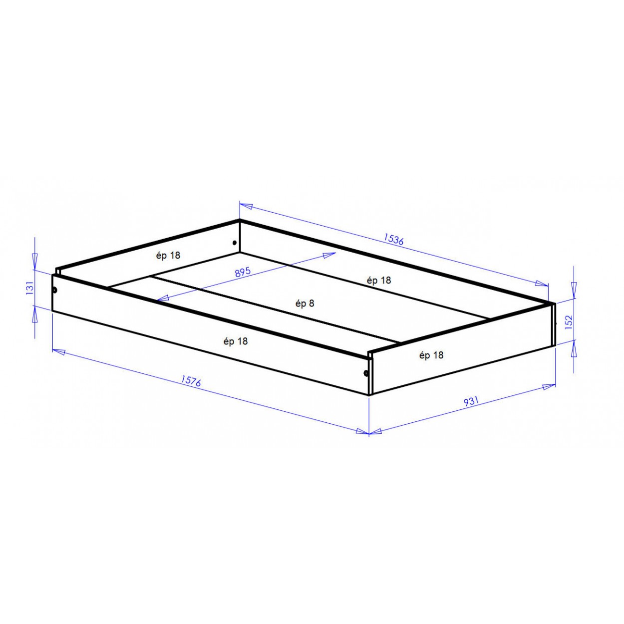 Duplex Κρεβάτι Ημίδιπλο με αποθηκευτικό συρτάρι 130x204εκ. ( για στρώμα 120x200εκ.) Black/Natural Chestnut - Image 2