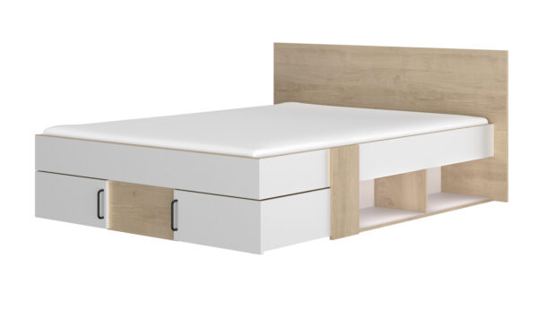 Swivel Κρεβάτι διπλό με αποθηκευτικούς χώρους 160x194εκ. ( για στρώμα 140x190εκ. ) Blond Oak / Λευκό - Image 2