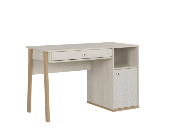 Alika Γραφείο με 1 συρτάρι και 1 πόρτα Whitewashed Chestnut/Grey Print - Image 2