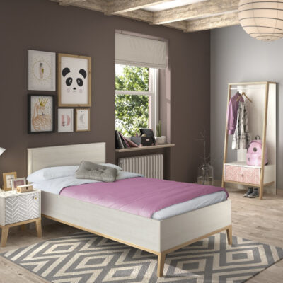 Alika κρεβάτι μονό 99x210x86εκ. ( για στρώμα 90x200εκ. ) Whitewashed Chestnut/Beech