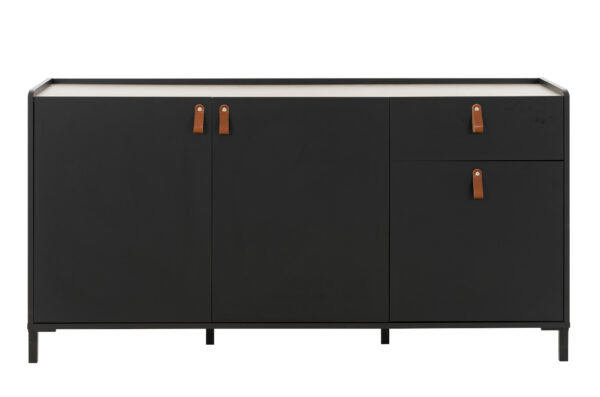 Amsterdam Mπουφές με 3 πόρτες και 1 συρτάρι 160x45x79εκ. Natural Chestnut / Black - Image 2