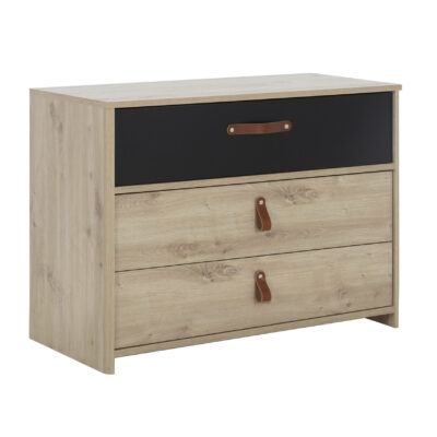 Arthus συρταριέρα με 3 συρτάρια Δρυς Artisan/Μαύρο 85x41x68εκ.
