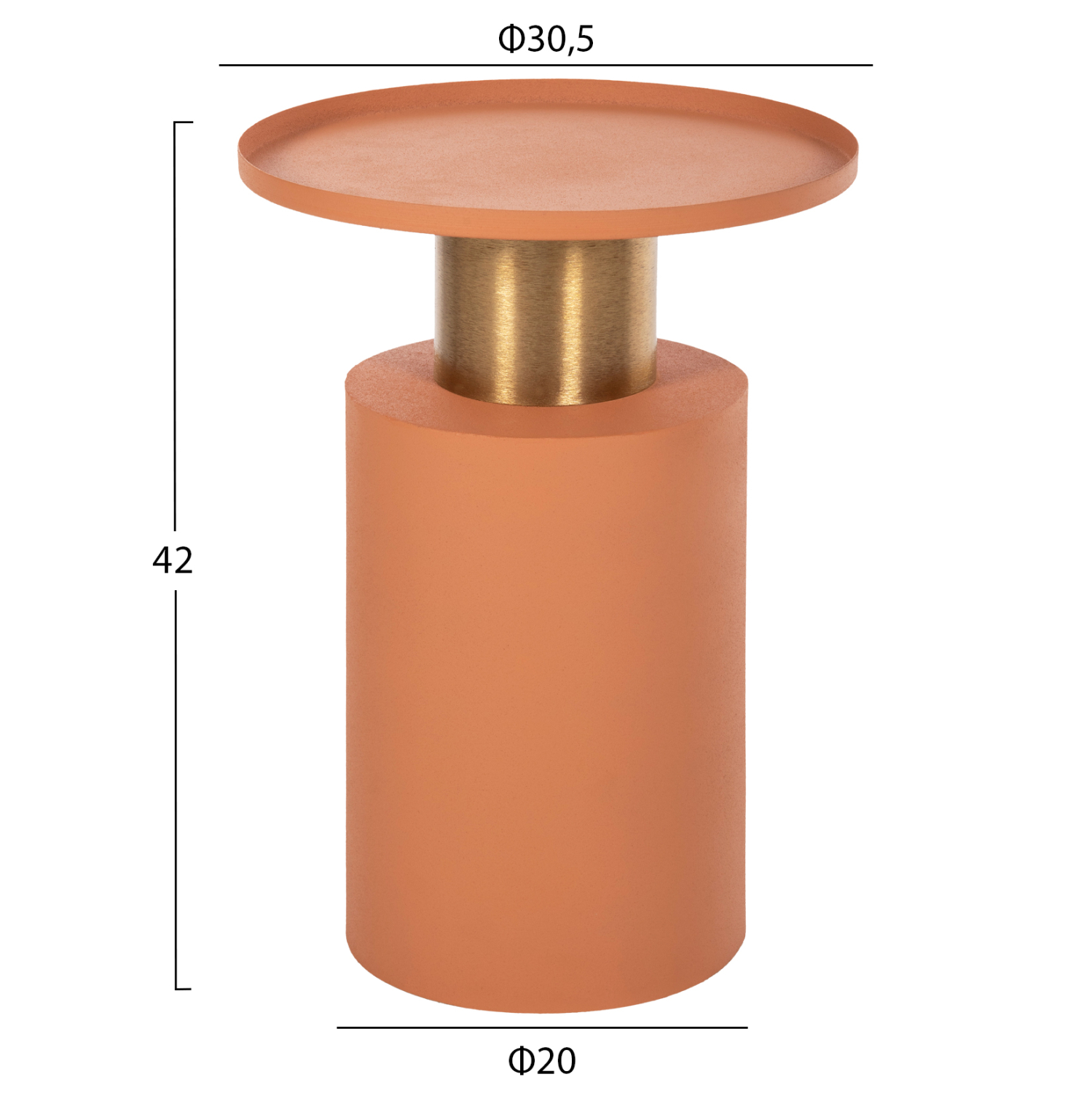 ΒΟΗΘΗΤΙΚΟ ΤΡΑΠΕΖΑΚΙ PUNJAB HM4240.08 ΜΕΤΑΛΛΟ ΣΕ ΠΟΡΤΟΚΑΛΙ-ΧΡΥΣΟΧΑΛΚΙΝΟ Φ30,5x42Υεκ. - Image 2