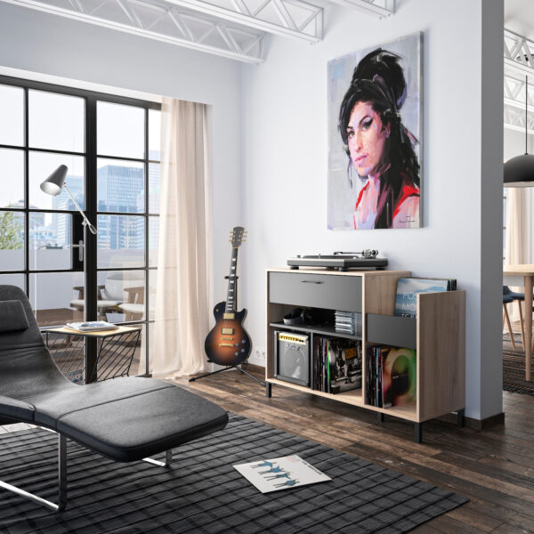 Vinyl έπιπλο για pick-up 115x40x81εκ. Light Kronberg Oak/Black - Image 2