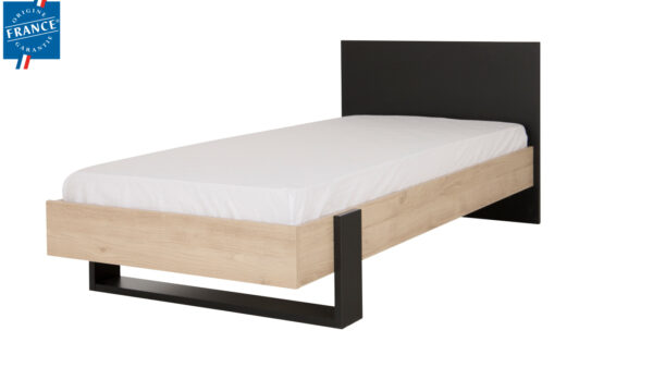 Duplex Κρεβάτι Μονό 100x204εκ. ( για στρώμα 90x200εκ.)  Black/Natural Chestnut - Image 2