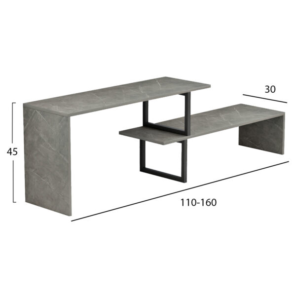 ΕΠΙΠΛΟ ΤΗΛΕΟΡΑΣΗΣ ΕΠΕΚΤ. BRIGGITE HM8892.11 ΜΕΛΑΜΙΝΗ GREY STONE TEXTURE 160x30x45Υεκ. - Image 2