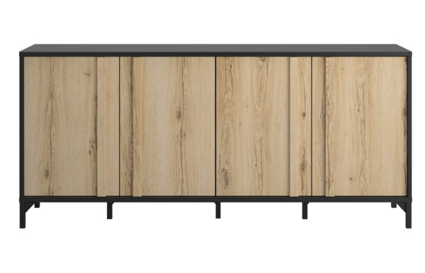 Esteban μπουφές με 4 πόρτες 180x40x81εκ. Helvezia Oak / Μαύρο - Image 2