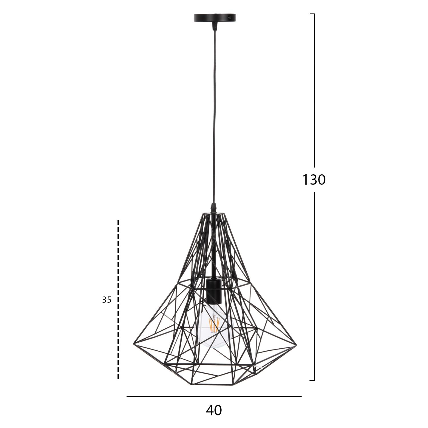 ΦΩΤΙΣΤΙΚΟ ΟΡΟΦΗΣ ΚΡΕΜΑΣΤΟ HM4068 ΜΑΥΡΟ ΜΕΤΑΛΛΙΚΟ ΚΑΠΕΛΟ 40x35x130Υεκ. - Image 2