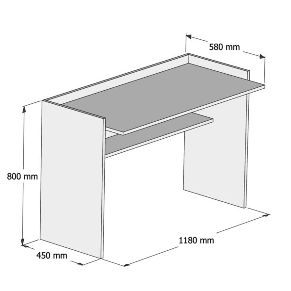 ΓΡΑΦΕΙΟ ΜΕΛΑΜΙΝΗΣ ΛΕΥΚΟ 118x58x80Υεκ.HM9227.11 - Image 2