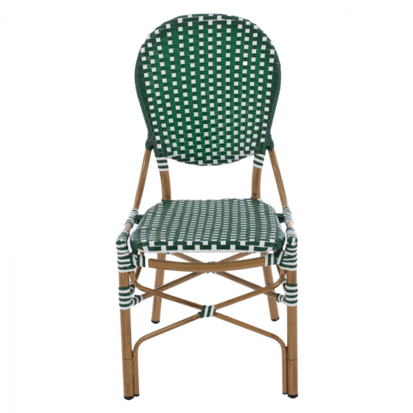 ΚΑΡΕΚΛΑ ΑΛΟΥΜΙΝΙΟΥ BAMBOO LOOK ΜΕ WICKER ΠΡΑΣΙΝΟ ΛΕΥΚΟ HM5792.01 47x55x98 εκ. - Image 3