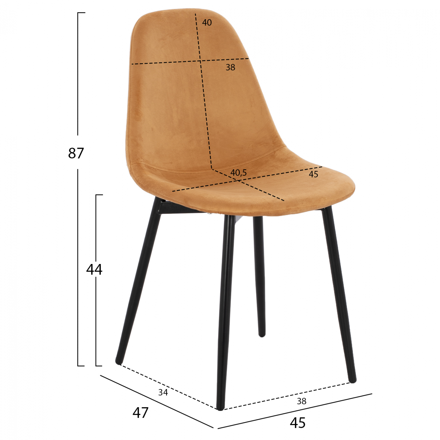 ΚΑΡΕΚΛΑ LEONARDO ΒΕΛΟΥΔΟ ΧΡΥΣΟ ΜΕ ΜΕΤΑΛΛΙΚΑ ΠΟΔΙΑ 45x47x87Υ εκ. HM00100.09 4τμχ - Image 2