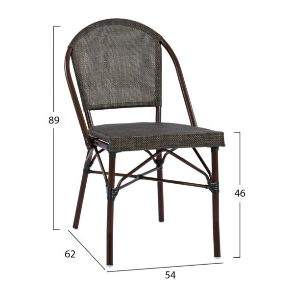 ΚΑΡΕΚΛΑ PRETORIA ΜΕΤΑΛΛΙΚΗ BAMBOO LOOK ΚΑΦΕ HM5718 54x62x89 εκ. - Image 2