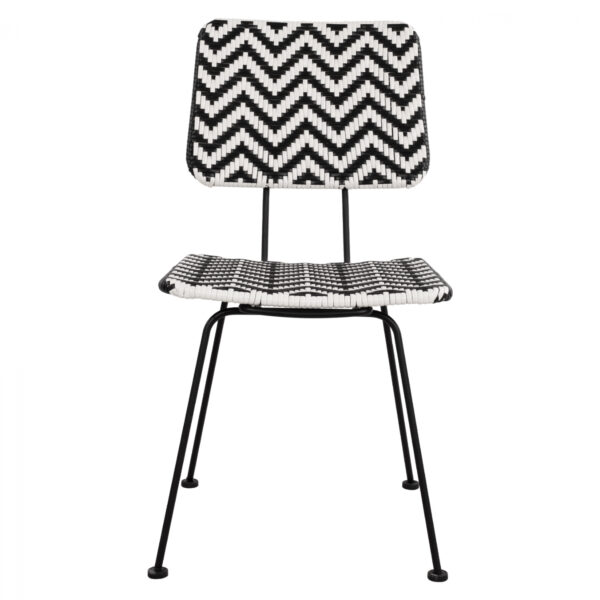 ΚΑΡΕΚΛΑ ΜΕΤΑΛΛΙΚΗ ALLEGRA HM5693 ΜΕ WICKER ΜΑΥΡΟ-ΛΕΥΚΟ 46x56x88Υ εκ. - Image 3