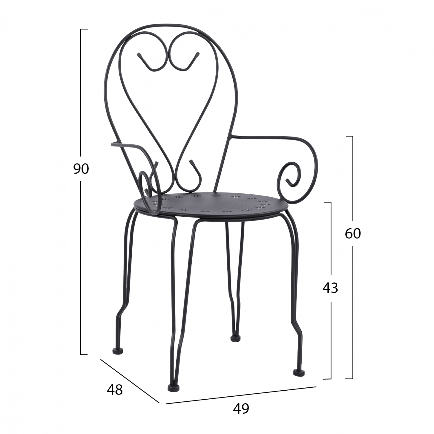 ΚΑΡΕΚΛΑ ΠΟΛΥΘΡΟΝΑ ΜΕΤΑΛΛΙΚΗ AMORE ΜΑΥΡΗ HM5008.11 49x48x90 εκ. - Image 2