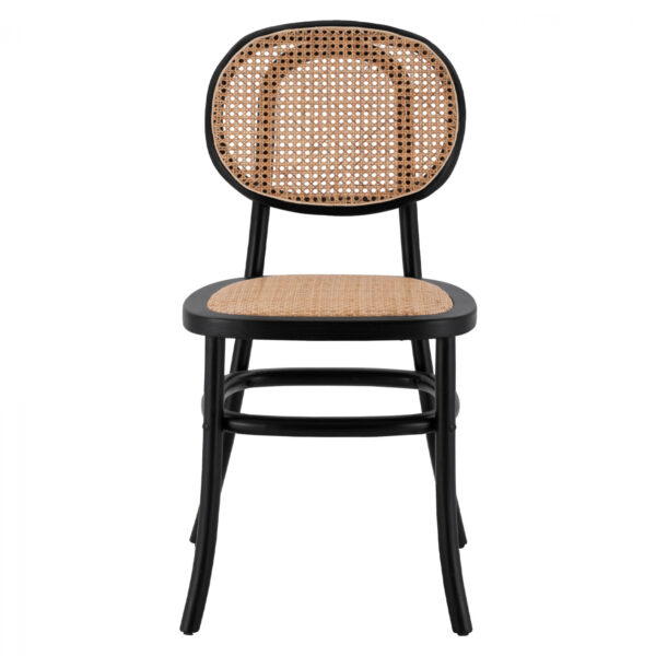 ΚΑΡΕΚΛΑ ΞΥΛΙΝΗ PENNY ΜΕ ΠΛΕΞΗ RATTAN ΣΕ ΜΑΥΡΗ ΑΠΟΧΡΩΣΗ HM8747 44x51x87 εκ. - Image 3