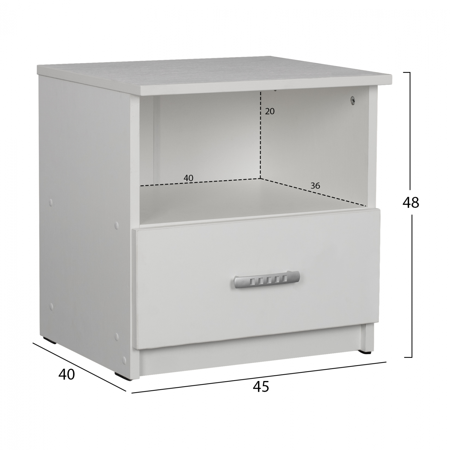 ΚΟΜΟΔΙΝΟ ADLER ΜΕΛΑΜΙΝΗΣ ΛΕΥΚΟ HM2431.03 45x40x48 εκ. - Image 2