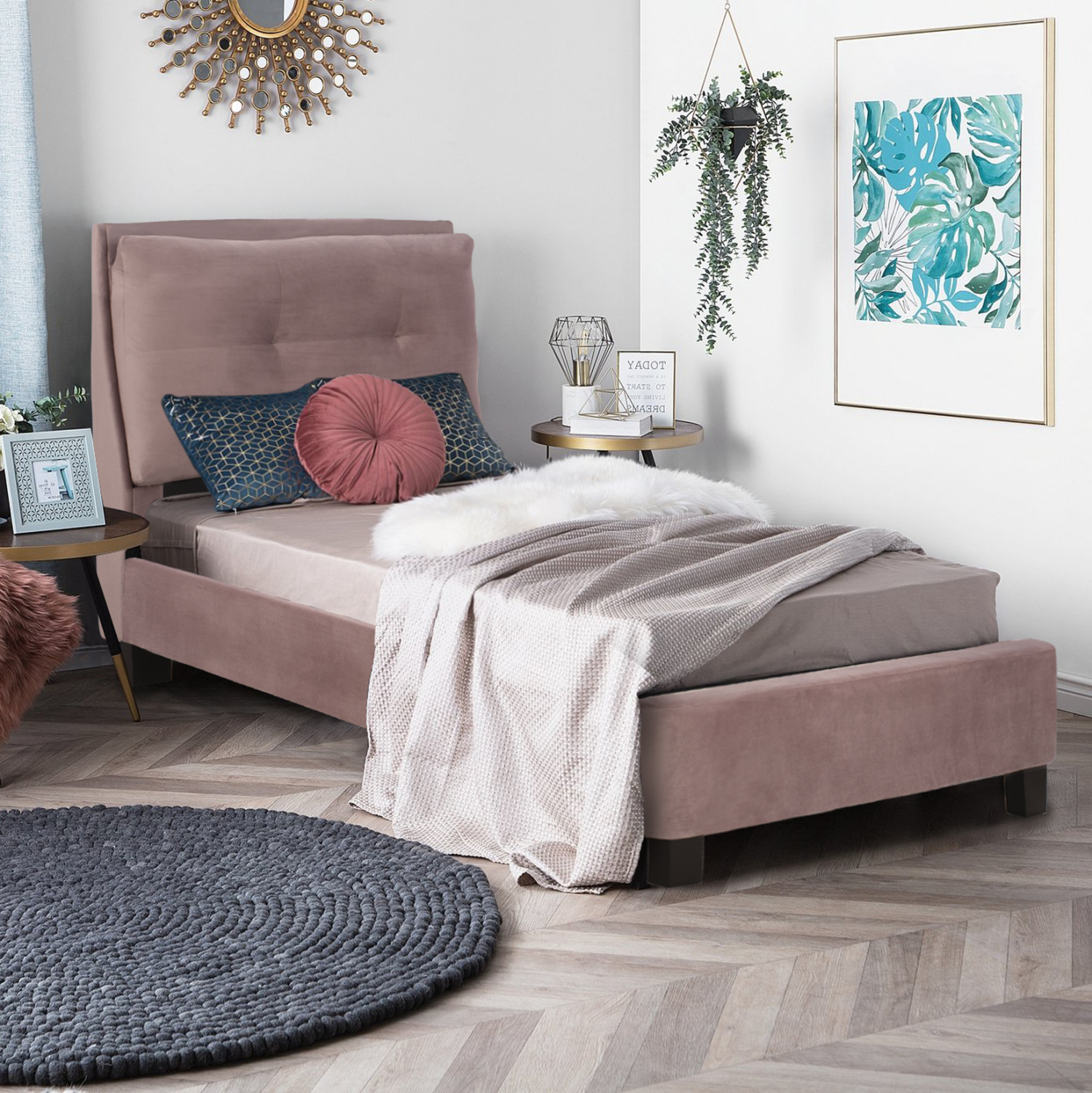 ΚΡΕΒΑΤΙ RILEY 90Χ200 ΜΕ ΥΦΑΣΜΑ ΒΕΛΟΥΔΟ ΣΑΠΙΟ ΜΗΛΟ HM561.02 - Image 3