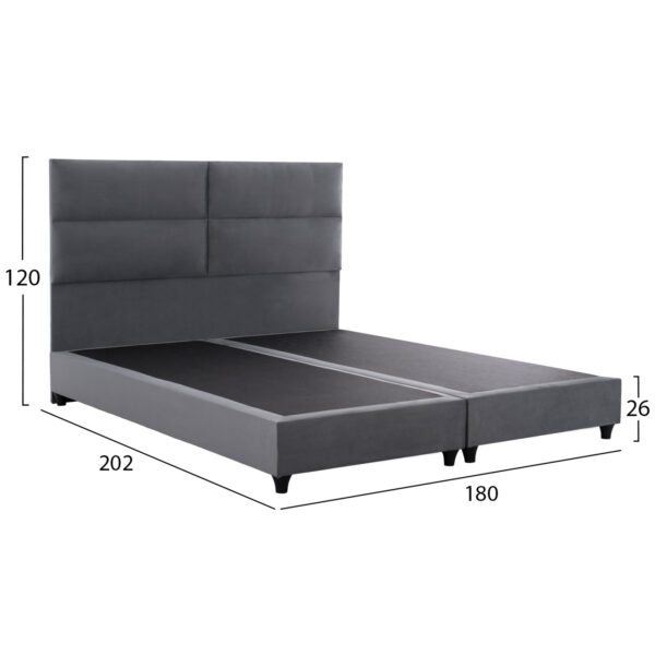 ΚΡΕΒΑΤΙ MILO ΑΠΟ ΓΚΡΙ ΒΕΛΟΥΔΟ HM628.10 ΓΙΑ ΣΤΡΩΜΑ 180x200 εκ. - Image 3