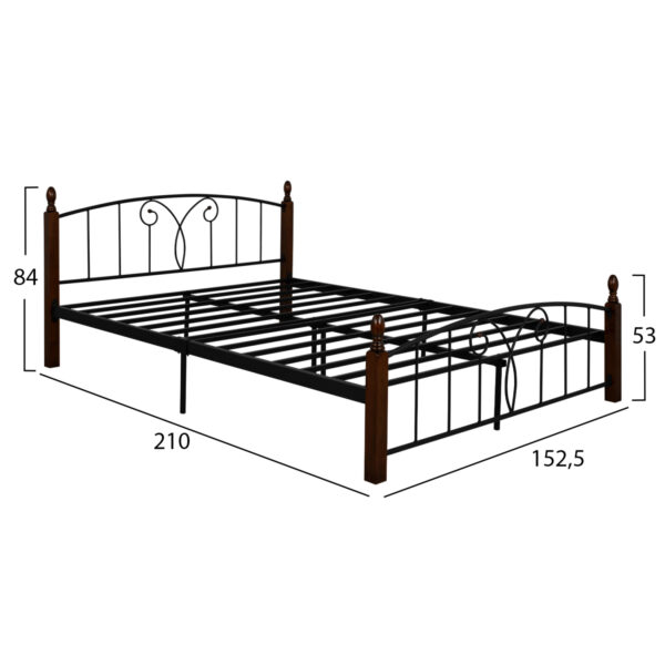 ΚΡΕΒΑΤΙ ΔΙΠΛΟ SUZIE HM585 ΓΙΑ ΣΤΡΩΜΑ 150x200 εκ. ΜΕΤΑΛΛΟ ΞΥΛΟ - Image 3