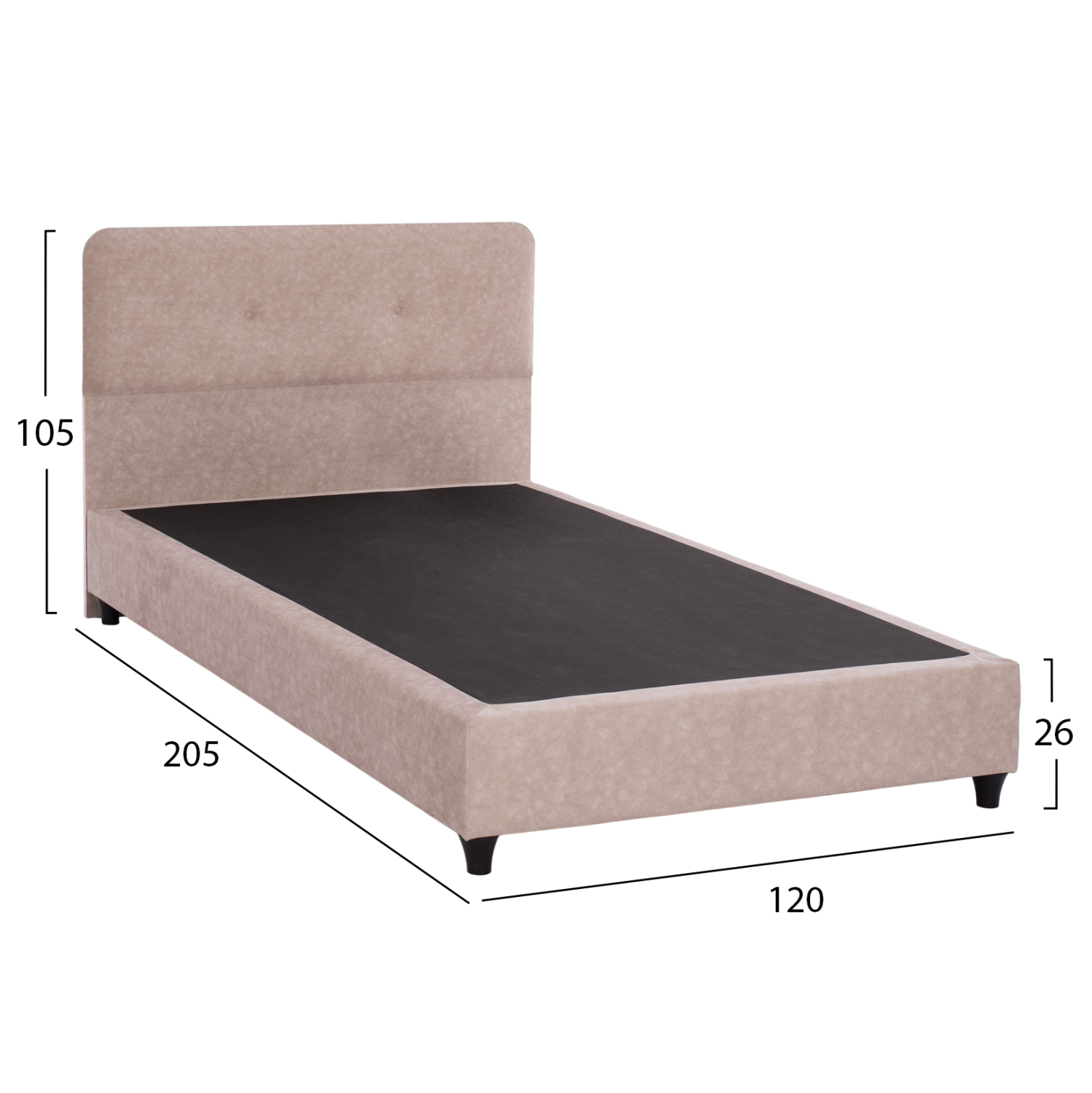 ΚΡΕΒΑΤΙ HM648.22 DOLORES, ΜΠΕΖ ΥΦΑΣΜΑ τ.NUBUCK, 120x200 εκ. - Image 3