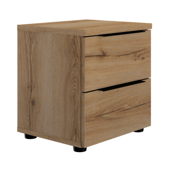 Lucian κομοδίνο με δύο συρτάρια 40x36x43εκ. Helvezia Oak - Image 2