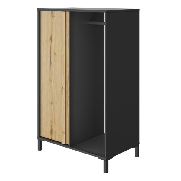 Mimizan Ντουλάπα χαμηλή 75x45x122εκ. Helvezia Oak/Black - Image 2