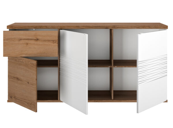 Otello μπουφές με 3 πόρτες και 1 συρτάρι 180x47x87εκ.  Helvezia Oak / Λευκό - Image 2