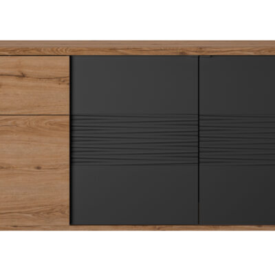 Otello μπουφές με 3 πόρτες και 1 συρτάρι 180x47x87εκ.  Helvezia Oak / Μαύρο