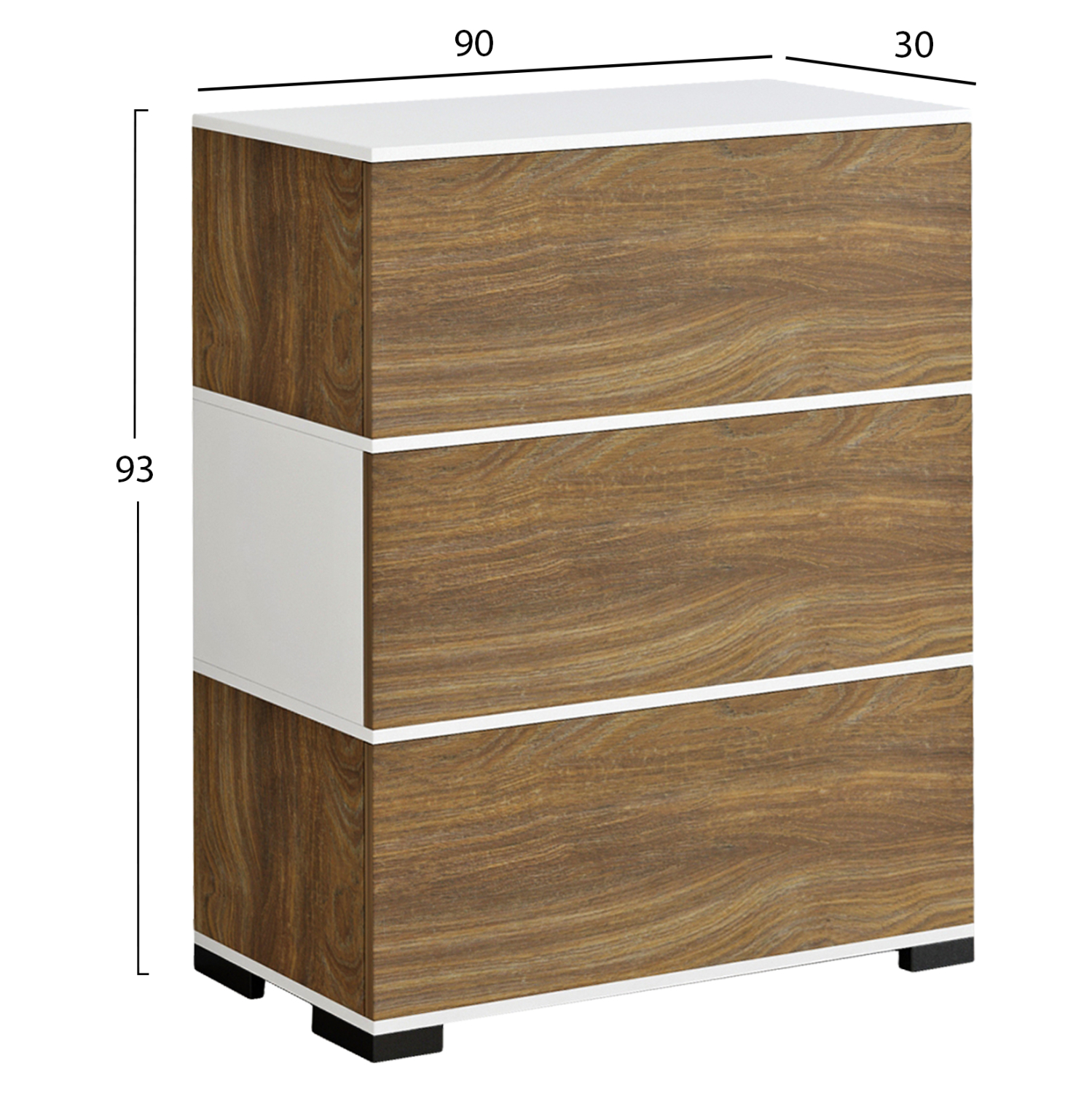 ΠΑΠΟΥΤΣΟΘΗΚΗ 3ΘΕΣΕΩΝ MIRABELL HM8938.11 ΜΕΛΑΜΙΝΗ ΣΕ ΚΑΡΥΔΙ-ΛΕΥΚΟ 90Χ30Χ93Yεκ. - Image 2