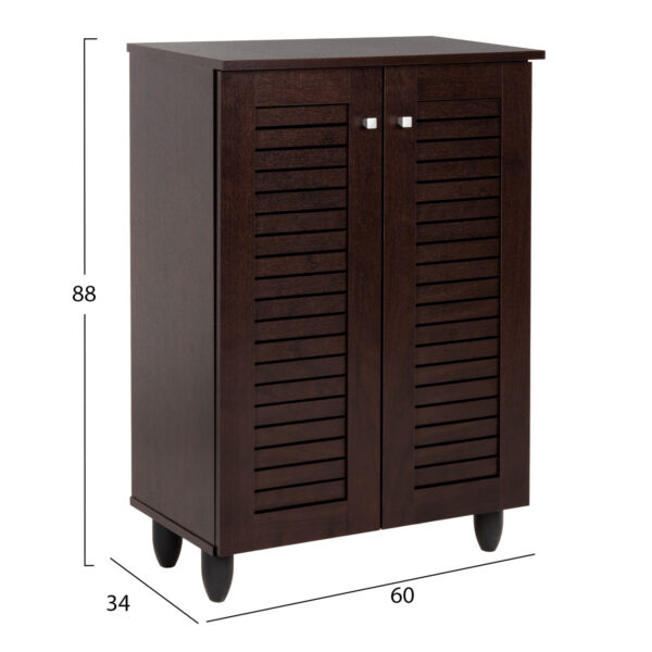 ΠΑΠΟΥΤΣΟΘΗΚΗ-ΝΤΟΥΛΑΠΑ PROLLY HM9608.01 ΜΕΛΑΜΙΝΗ WENGE-2ΠΟΡΤΕΣ-4ΡΑΦΙΑ 60x34x88Υεκ. - Image 2